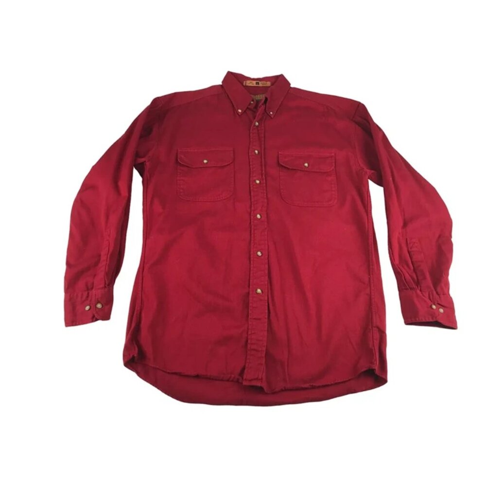 Northern Explorer Mens Red Long Sleeve‎ Pockets Button Up Utility Shirt Large